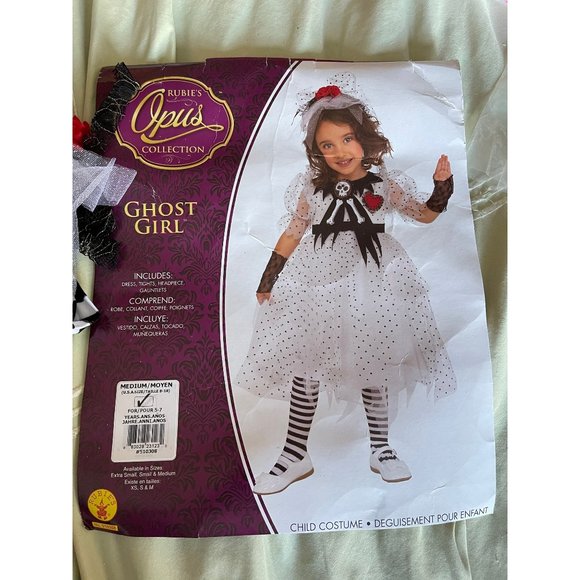 Rubies Opus Collection White/Black Polka Dot Tulle Ghost Girl Halloween Costume - Picture 7 of 10